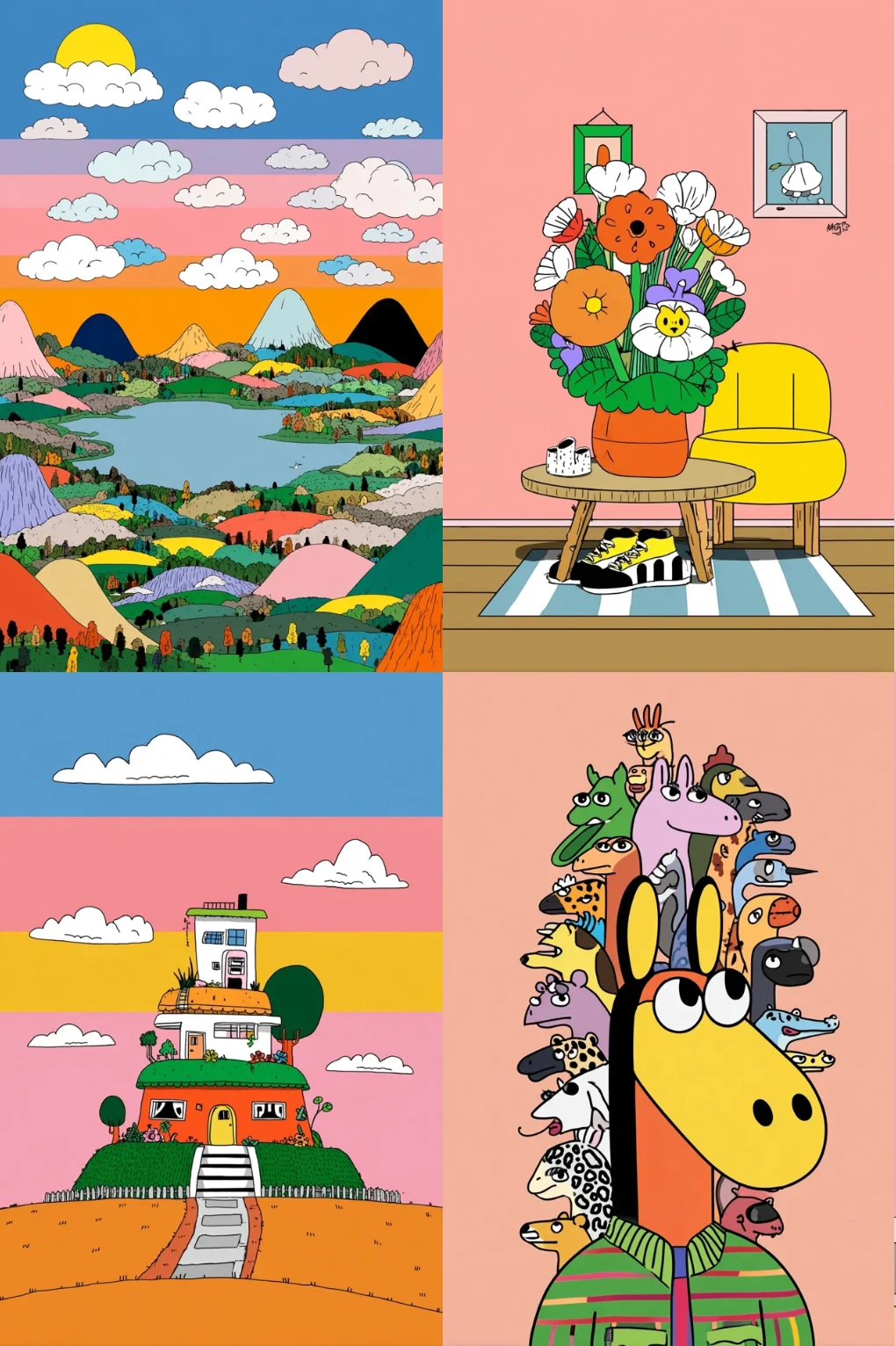 Colorful, Whimsical, Modern Cartoon Aesthetic