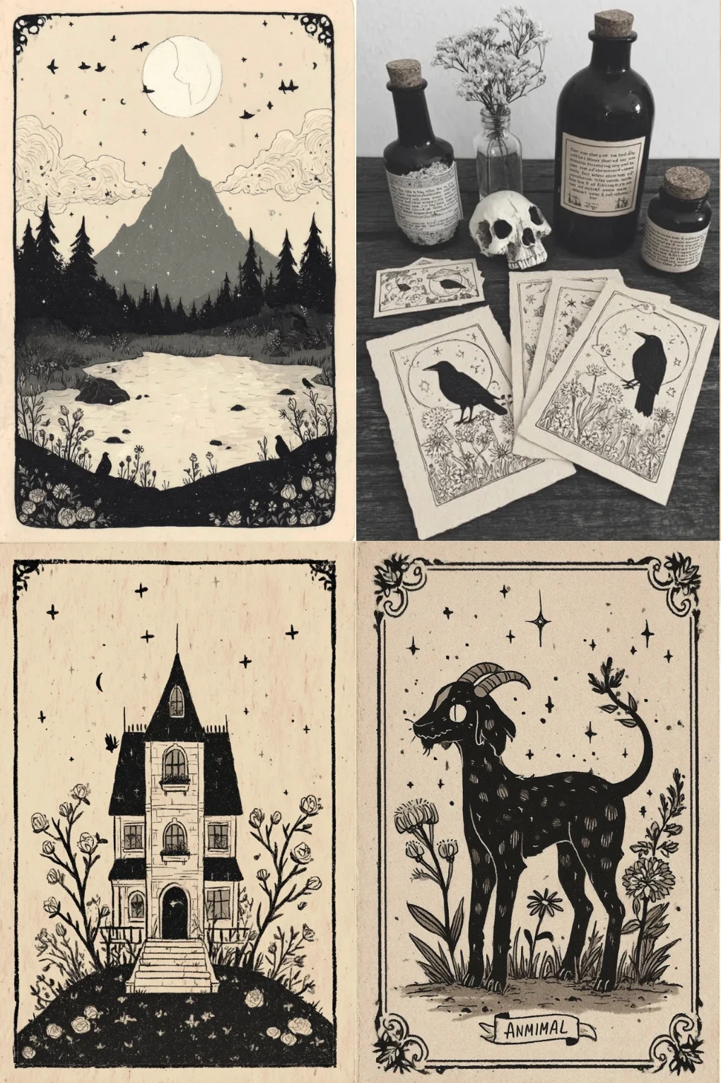 Dark Vintage Tarot Illustration Style