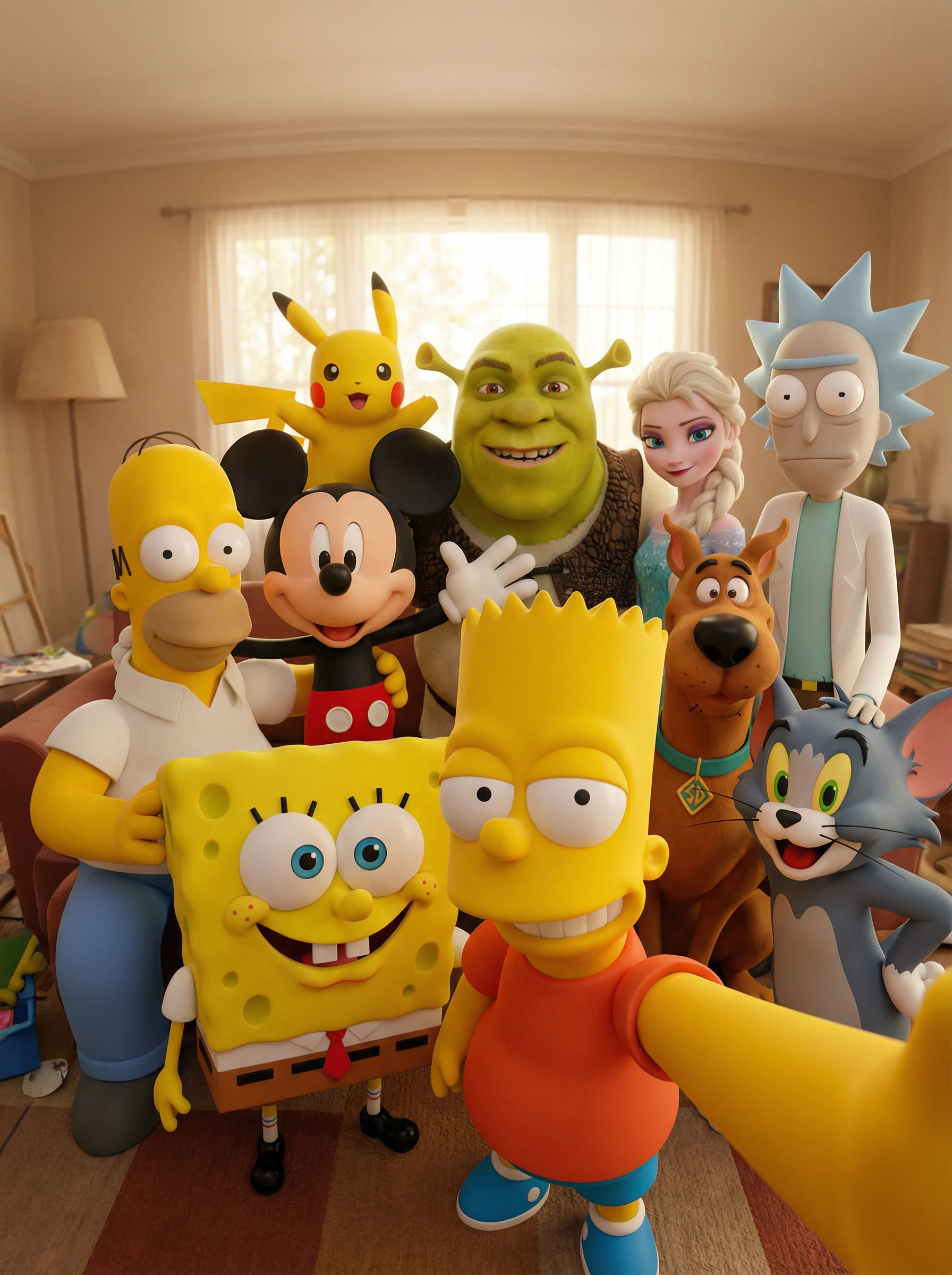 Famous Cartoon Characters Selfie