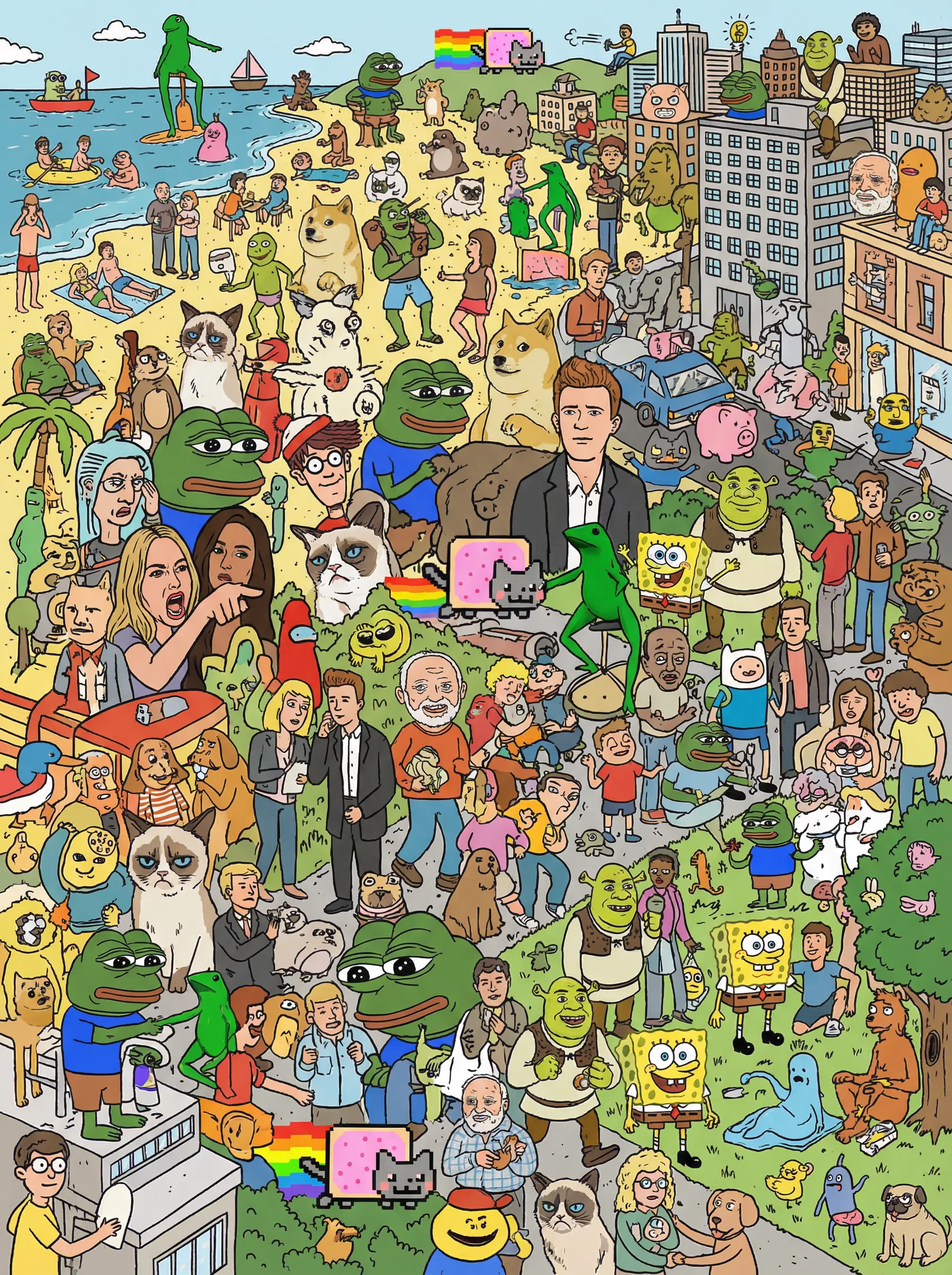 Meme Characters in Where’s Wally Style