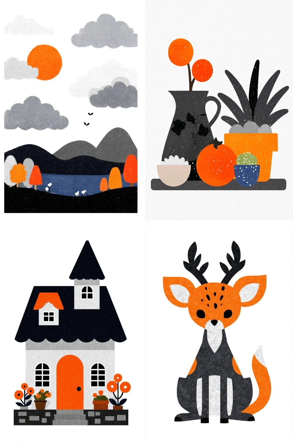 Orange & Black Flat Style